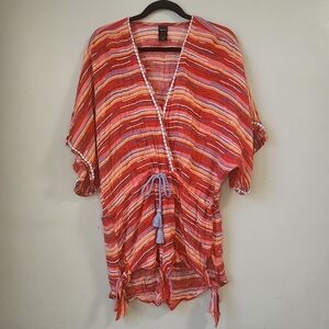 Dolce‎ Vita Multicolor Striped Jumpsuit Tie Waist Button Closure SZ S